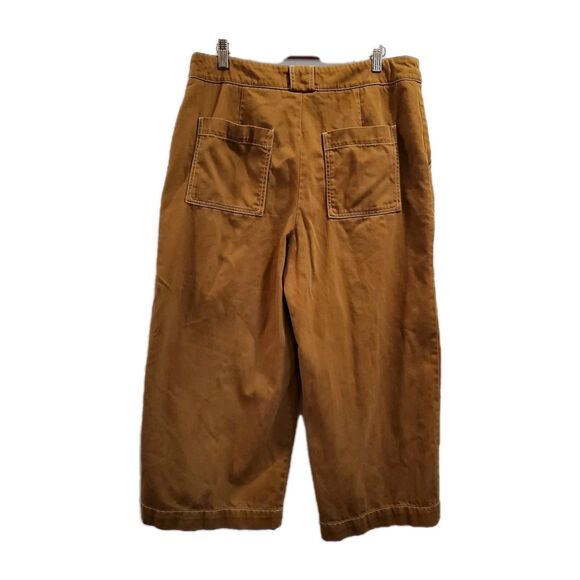 Anthropologie Size 12 Wide Leg Cropped Porter Pants Spicy Mustard Brown - Picture 3 of 7
